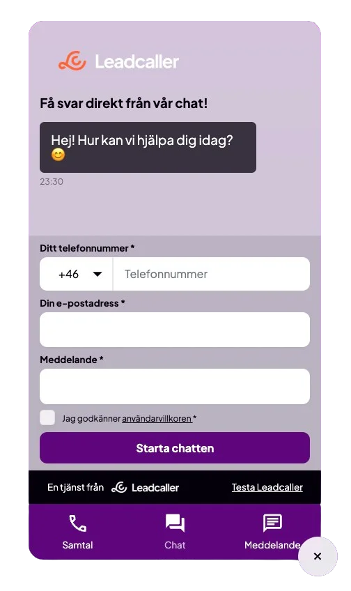 Live Chat AI-gränssnitt för kundservice